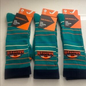 3 Pack Merrell Hiking Retro Cotton Crew Socks Size Medium Large